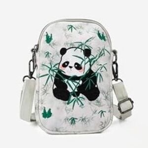 Crossbody Bag Cell Phone Sleeve Concert Adjustable Strap, Panda Bamboo, 7" × 5"